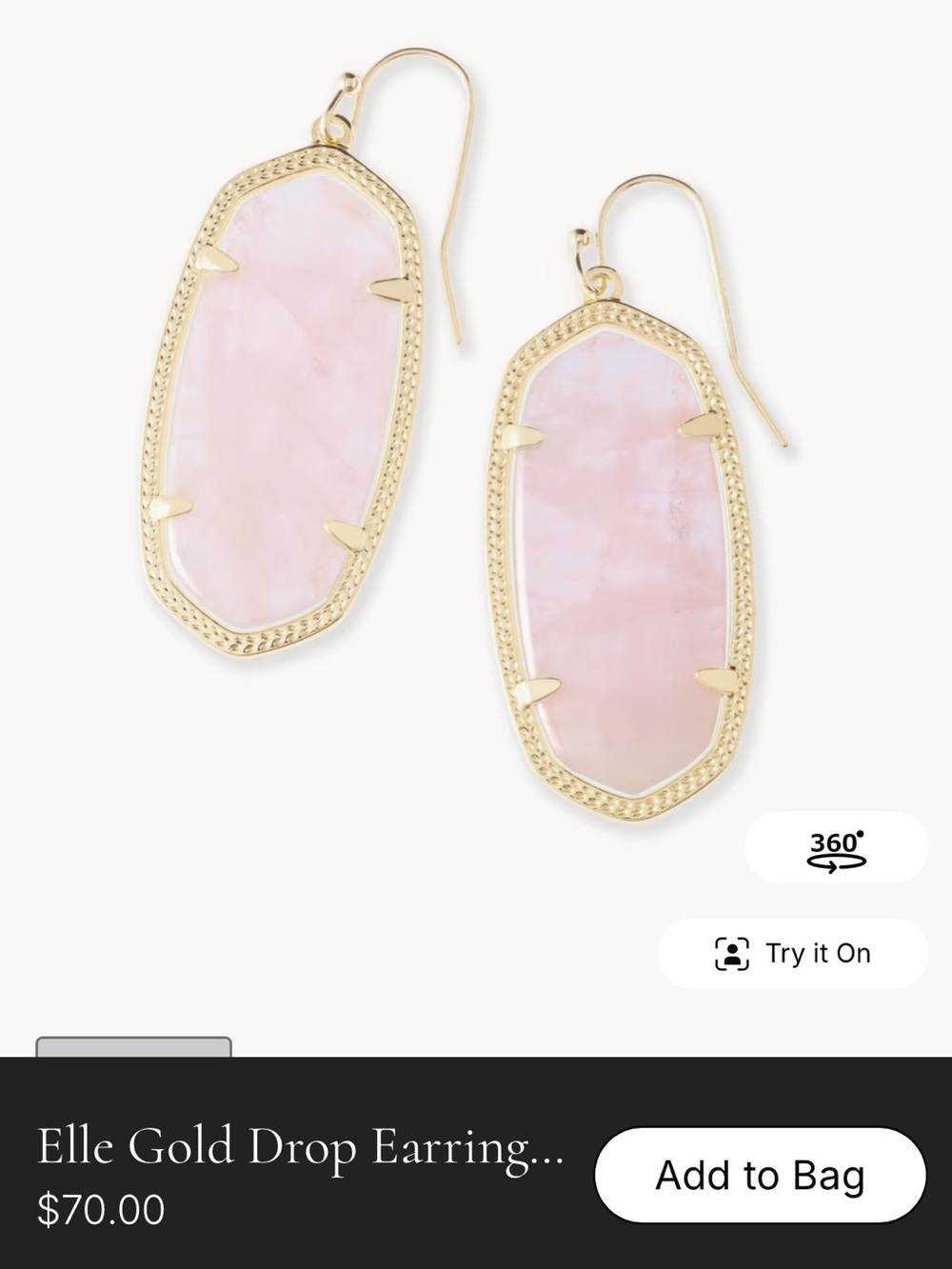 Gold Frame Pink Stone Dangle Earrings